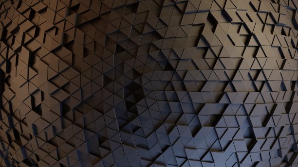 暗黑色3D未来三角形背景抽象低聚几何网格图案图片下载