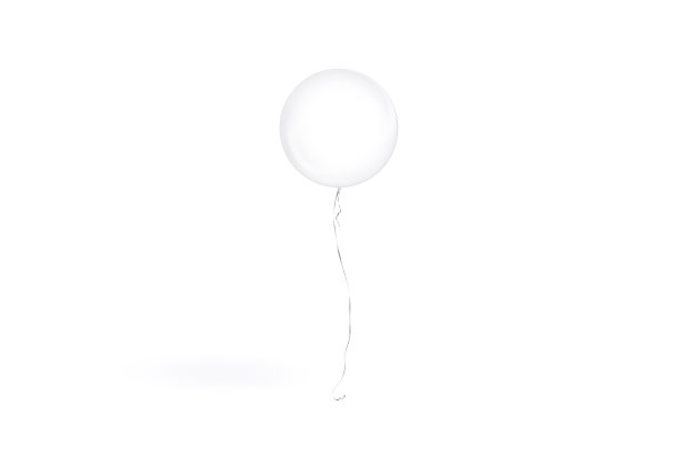 空白白色透明圆形气球飞行模型，前视图图片下载