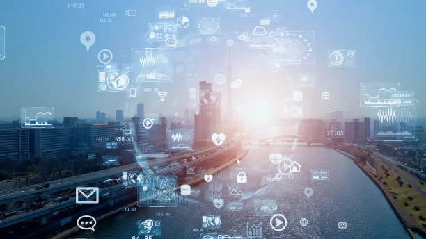 智慧城市与通信网络概念。5克。LPWA(低功率广域)。无线通信。图片下载