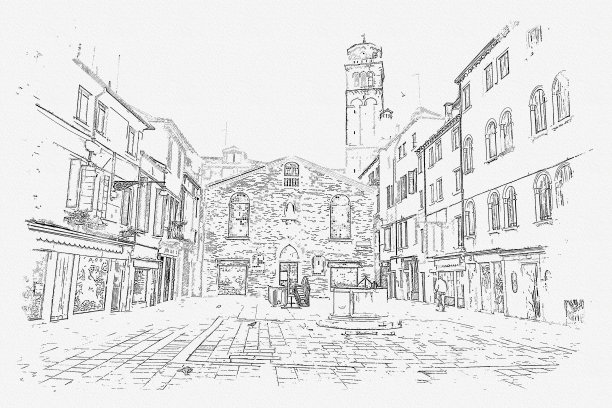 意大利威尼斯街景，意大利威尼斯美丽的地标。图片下载