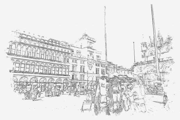 意大利威尼斯街景，意大利威尼斯美丽的地标。图片下载