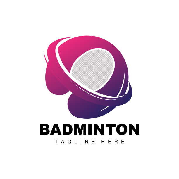羽毛球符号，运动游戏矢量与羽毛球球拍，运动分支设计，模板图标图片下载
