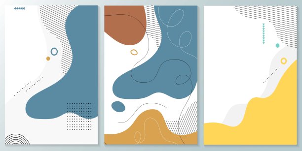 一套极简主义手绘流体形状背景图片下载