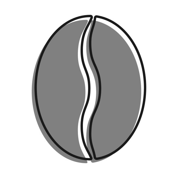 线性填充灰色彩色图标。谷物的咖啡豆植物剪影。提神的早晨饮料，好心情。简单的黑白矢量隔离在白色背景上图片下载