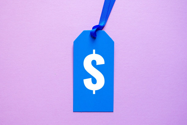 蓝色价格标签上的美元符号图片下载