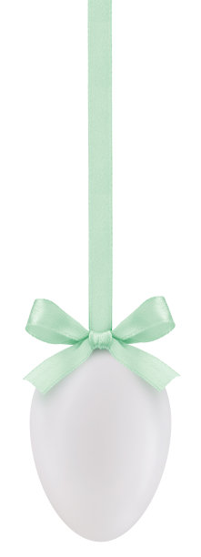 复活节快乐装饰蛋与闪亮的丝带蝴蝶结在柔和的淡绿色，挂在透明的背景。模板标签，礼品贺卡，促销横幅或票价图片下载