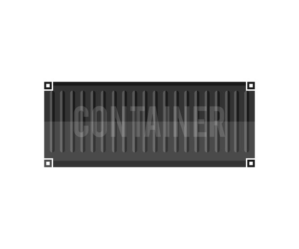 集装箱，前视图，港口运费。封闭集装箱。运输货物集装箱。大型多式联运钢货运箱矢量设计与插图。图片下载