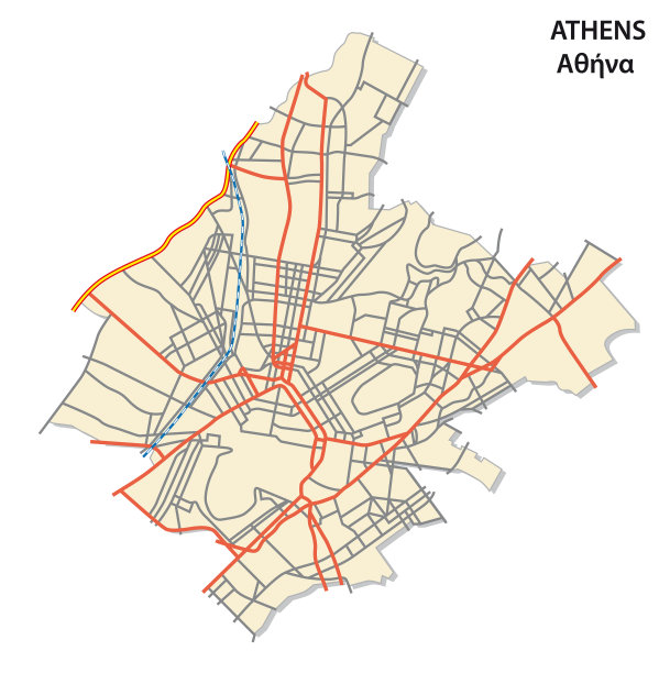 希腊首都雅典的简单路线图图片下载
