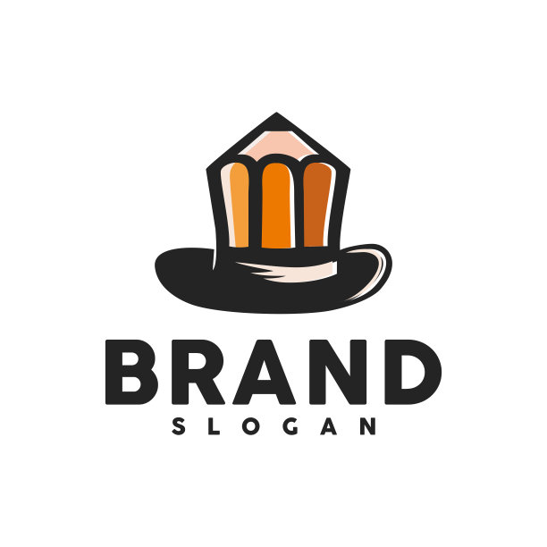 魔术铅笔标志图标矢量模板形状铅笔和帽子图片下载