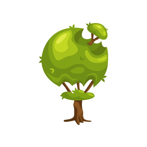 绿色树在圆形矢量插图图片下载