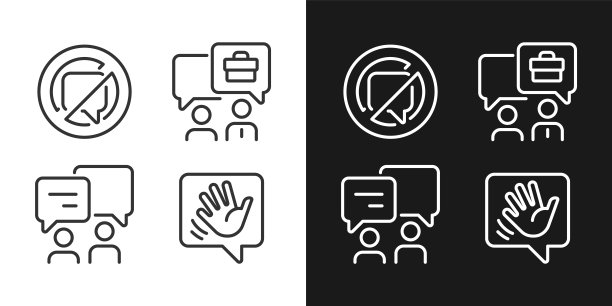 语音气球对话像素完美线性图标设置为暗，亮模式图片下载