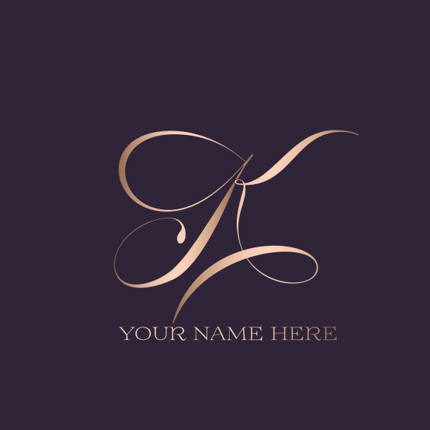 字母K标志。金色大写字体，手写签名字母首字母组合。图片下载