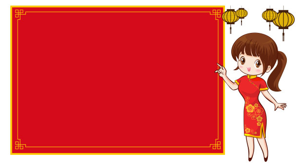 漂亮的中国女孩在普通话长袍与中国新年节日096图片下载