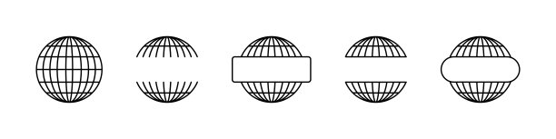 全球偶像。世界向量集。地球仪标志。地球的象征。白色背景上的黑色孤立的地球仪图标。图片下载