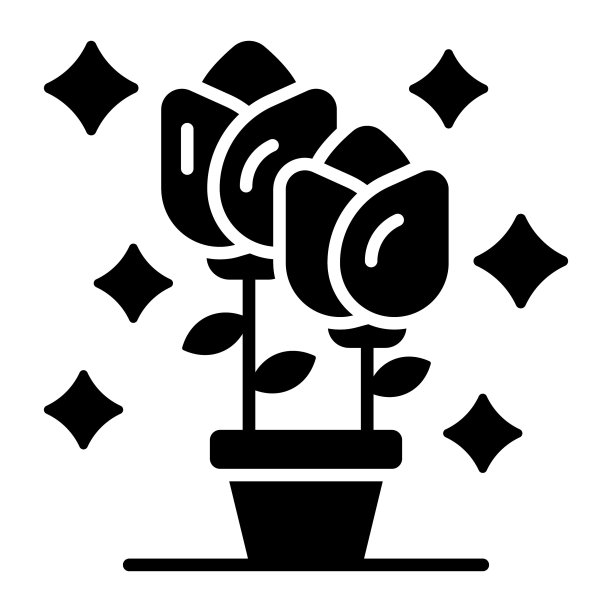 一个迷人的盆栽玫瑰花卉矢量设计，现代时尚的风格图片下载