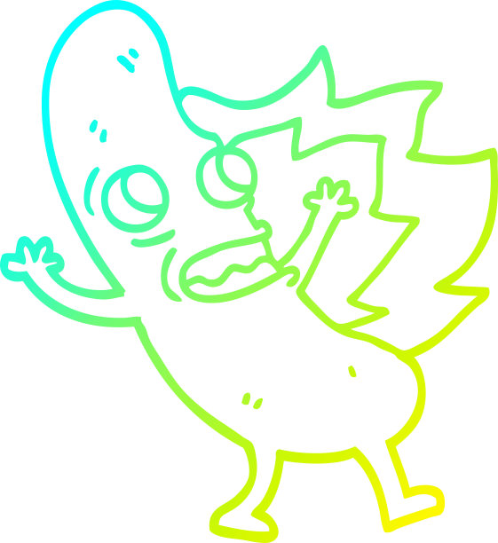 冷梯度线绘制的卡通燃烧热狗图片下载