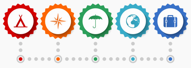 冒险矢量图标，旅行平面设计网页徽章集合，商业信息图模板图片下载