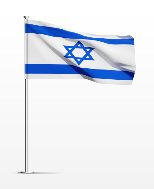 白色背景上孤立的以色列国旗图片下载