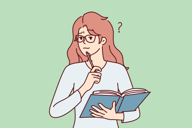 困惑的女学生休闲t恤和书放在一起准备考试。矢量图图片下载