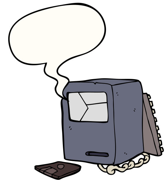 卡通破旧电脑带有语音泡泡图片下载