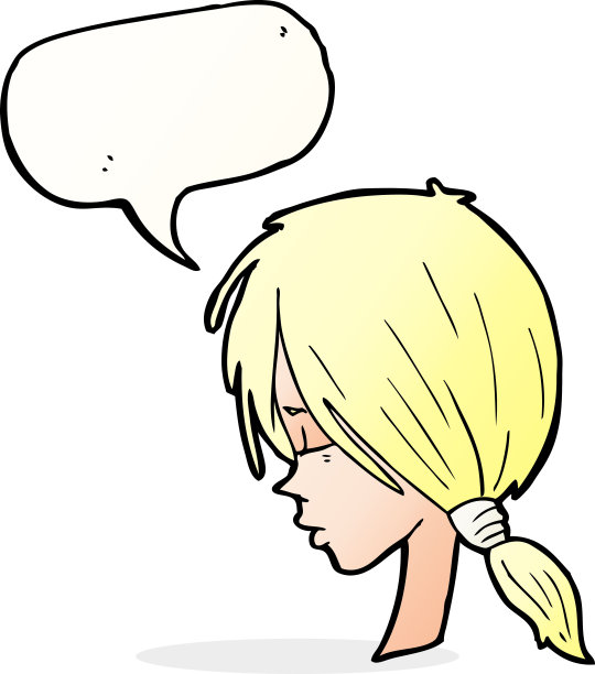 卡通女孩看着说话的言语泡沫图片下载