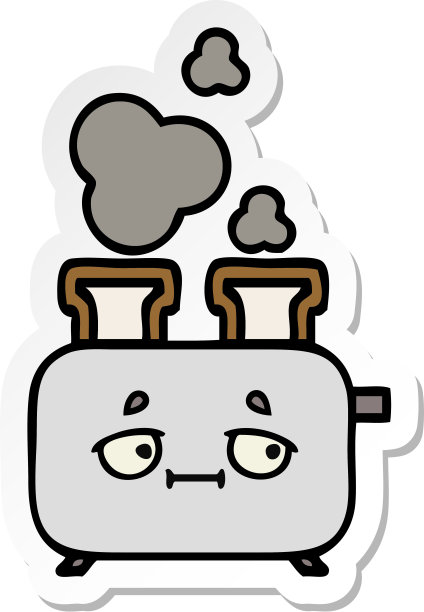 一个可爱的卡通面包机贴纸图片下载