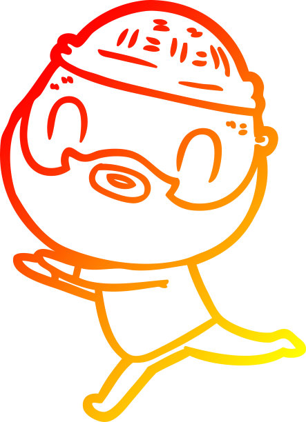 温暖的梯度线绘制卡通胡子男人图片下载