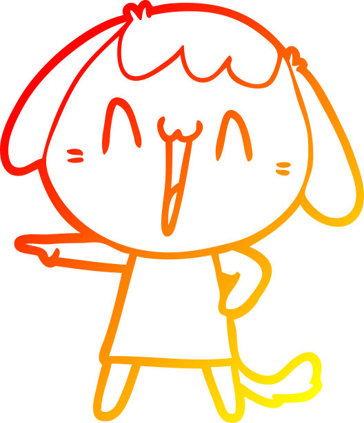 温暖的梯度线绘制一个可爱的卡通狗图片下载