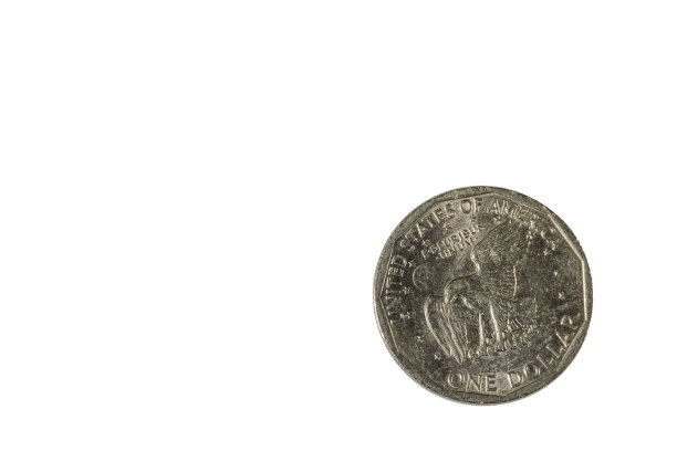 近距离观察反面一美元硬币1980年发行孤立在白色背景上。钱币学的概念。瑞典。图片下载