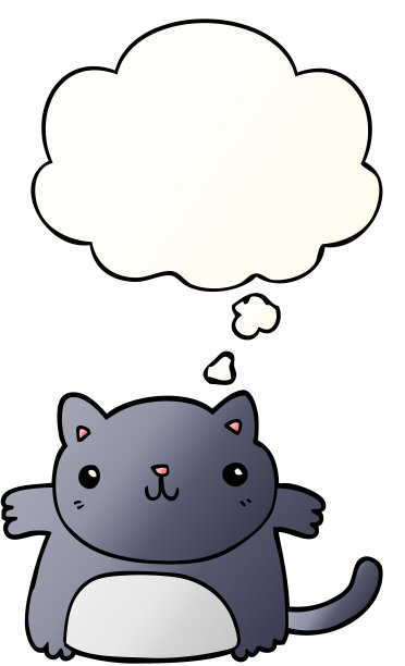 卡通猫与思想泡沫在平滑渐变风格图片下载