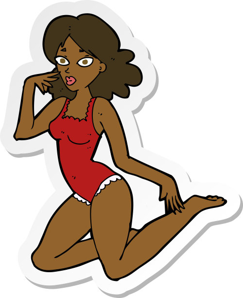穿着内衣的卡通女人贴纸图片下载