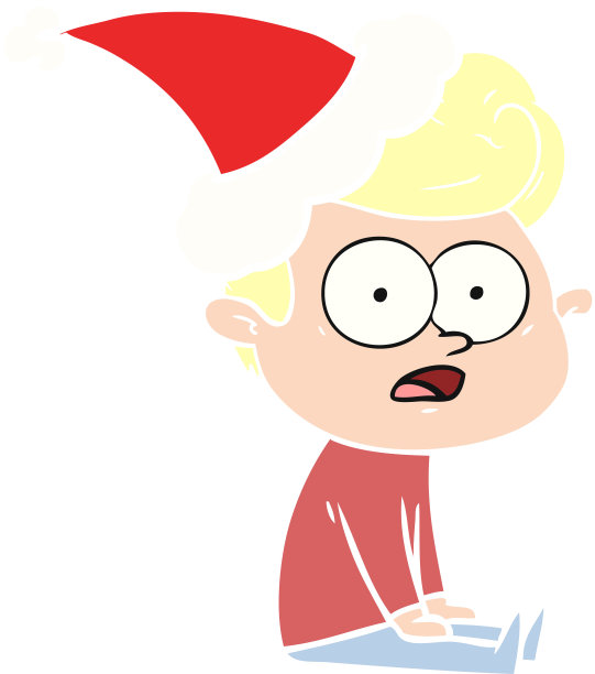 手绘扁平风男子圣诞帽插画图片下载