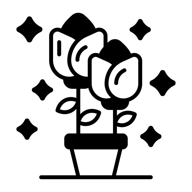 一个迷人的盆栽玫瑰花卉矢量设计，现代时尚的风格图片下载