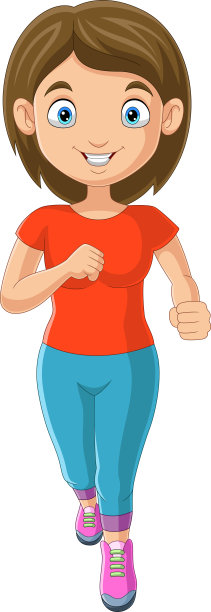 卡通年轻女子慢跑在白色背景图片下载