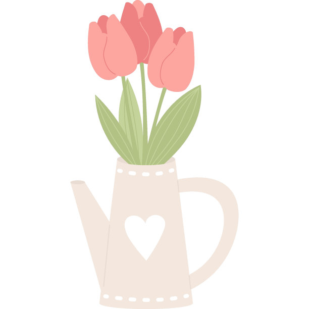 花园浇水罐里的郁金香图片下载