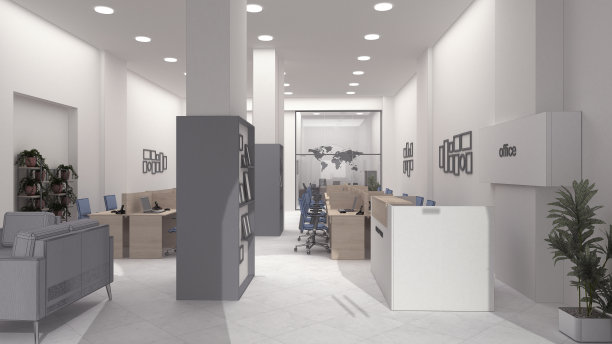 办公室室内彩色网格三维绘制图片下载