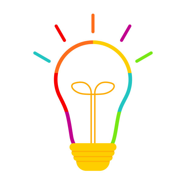 扁平风格：自闭症关爱日彩色灯泡矢量图标图片下载