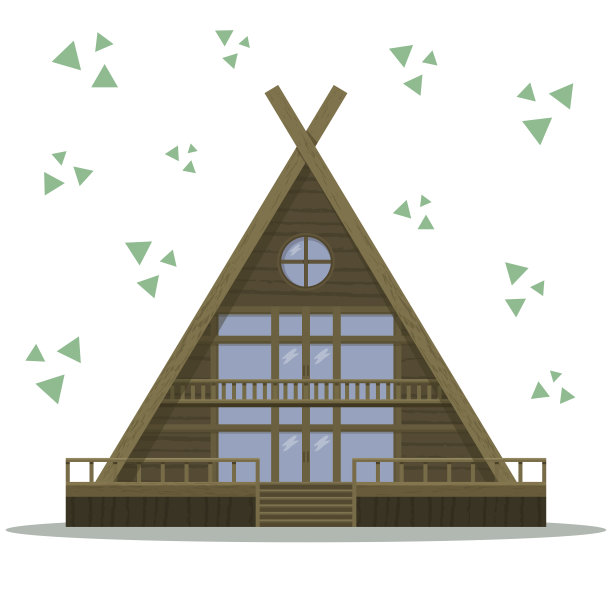 白色背景下的现代三角住宅。平面风格矢量插图。图片下载