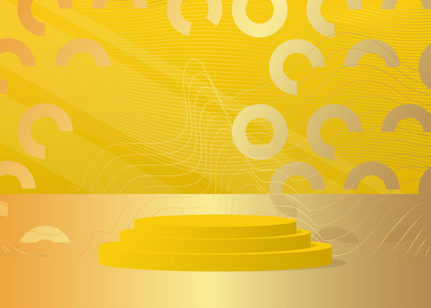 金黄色模型产品展示。摘要矢量三维空间，柱体基座裙房。用于展示的舞台展示柜。未来科幻最小几何形式，空场景。图片下载