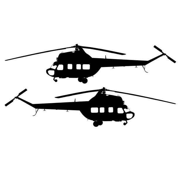白色背景上的剪影客运直升机图片下载