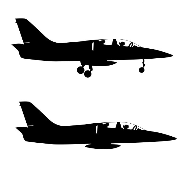 白色背景上的军用飞机剪影图片下载