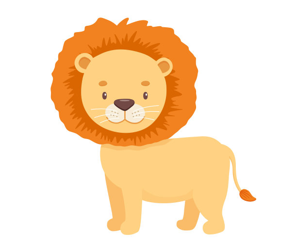 卡通风格的可爱狮子。白色背景上孤立的非洲小野猫。矢量甜老虎儿童海报和卡片。丛林动物图片下载