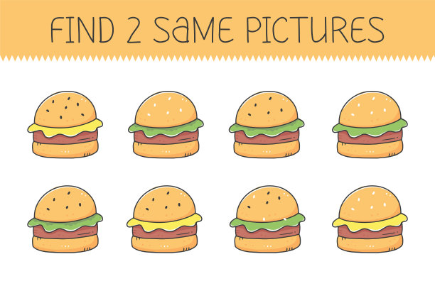 找两张一些图片是一款适合带汉堡的孩子的教育游戏。可爱的卡通汉堡。矢量插图。图片下载
