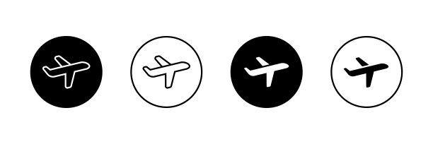 飞机矢量图标集。圆形的航班运输符号。旅游概念说明图片下载