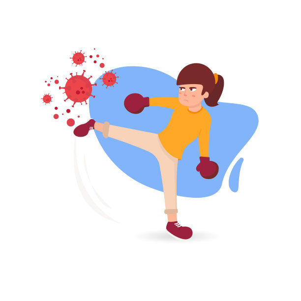 载体插图妇女抗击covid-19冠状病毒。治愈冠状病毒。图片下载