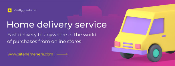 物流运输送货上门服务卡车货车移动社交媒体横幅3d图标矢量图片下载