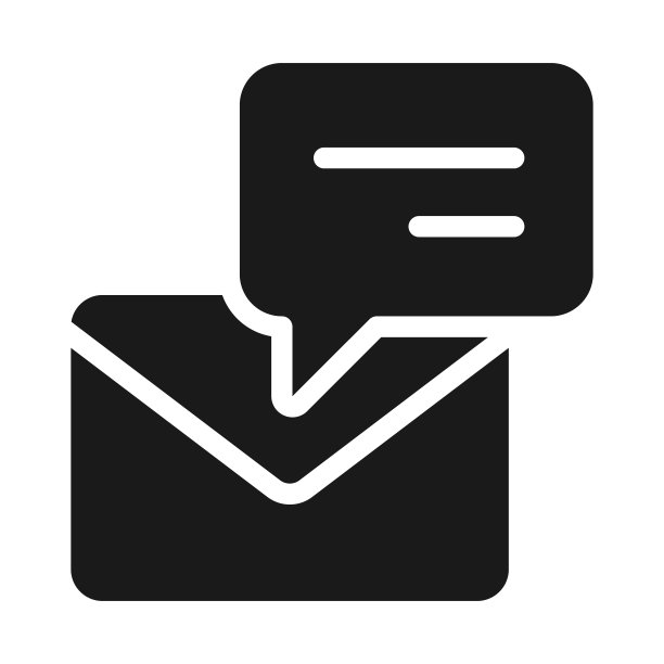语音气泡与信封黑色字形图标图片下载