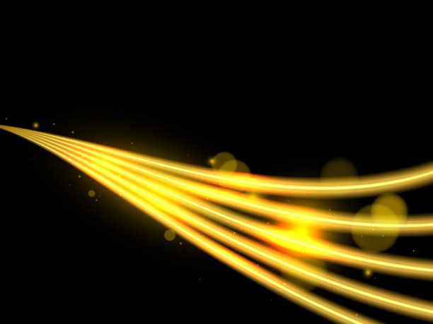 金色霓虹灯发光线效果抽象背景。向量图片下载