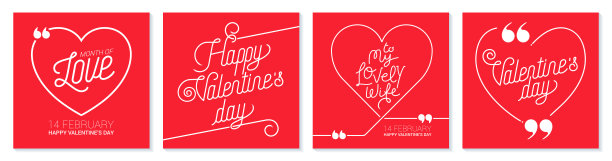 情人节可编辑的社交媒体故事和帖子的广场模板。全矢量插图在红色背景图片下载