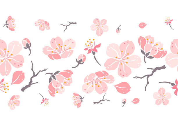 樱花无缝图案。漂亮的装饰植物。图片下载